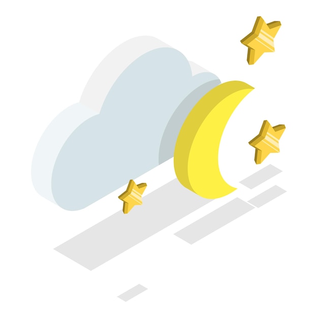 D conjunto de vectores planos isométricos de iconos de pronóstico del tiempo tormenta lluvia día soleado noche e invierno