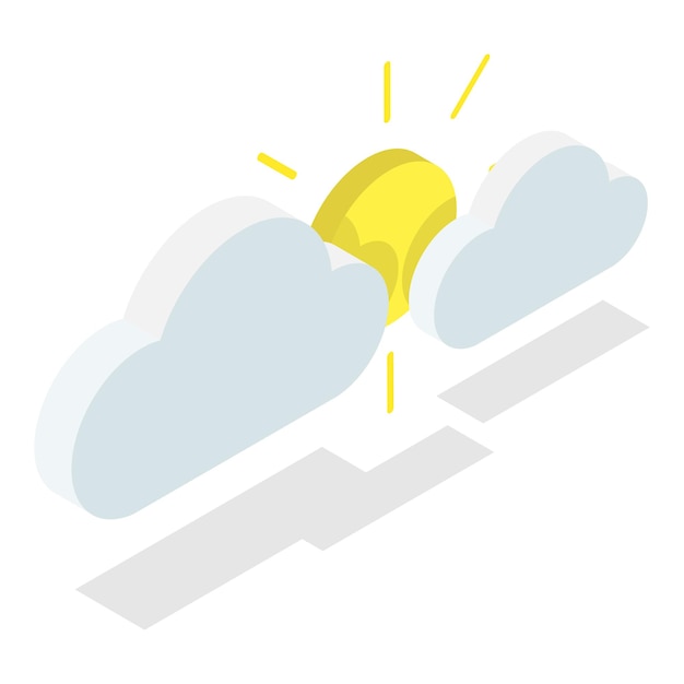 D conjunto de vectores planos isométricos de iconos de pronóstico del tiempo tormenta lluvia día soleado noche e invierno