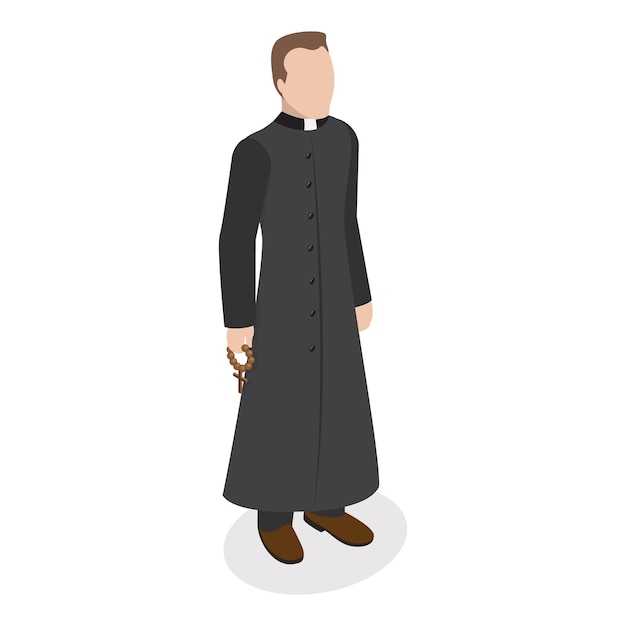 D conjunto de vectores planos isométricos de líderes religiosos personaje vestido con túnicas clásicas artículo