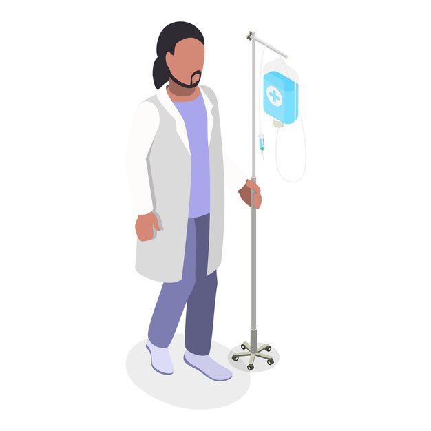 D conjunto de vectores planos isométricos de personajes de terapeutas de atención médica
