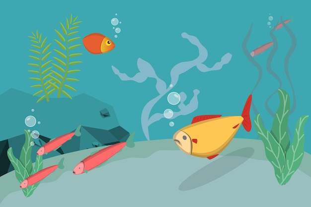 D conjunto de vectores planos isométricos de vida de acuario océano mundo submarino