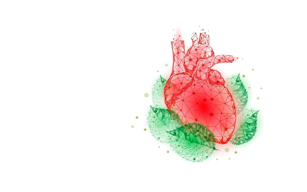 D corazón en hojas verdes armonía sentimiento feliz emoción psicología concepto salud mental terapia del alma ...