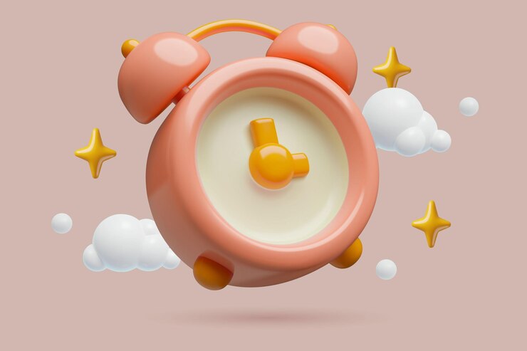 Vector d despertador estrellas y nubes pancarta hora horas concepto diseño de fondo tridimensional