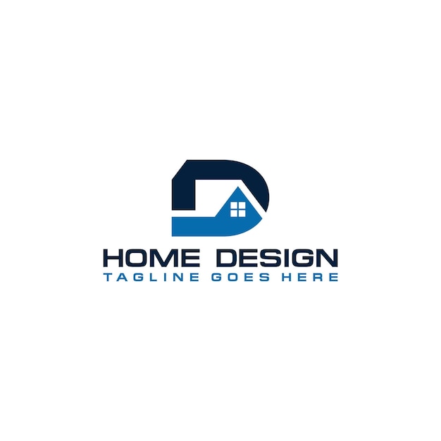D diseño inicial del vector del logotipo de casa o bienes raíces