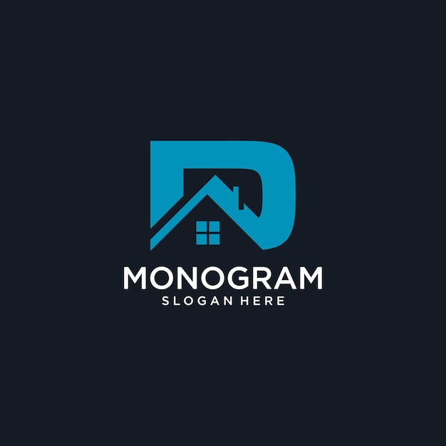 d con diseño de logotipo de monograma casero