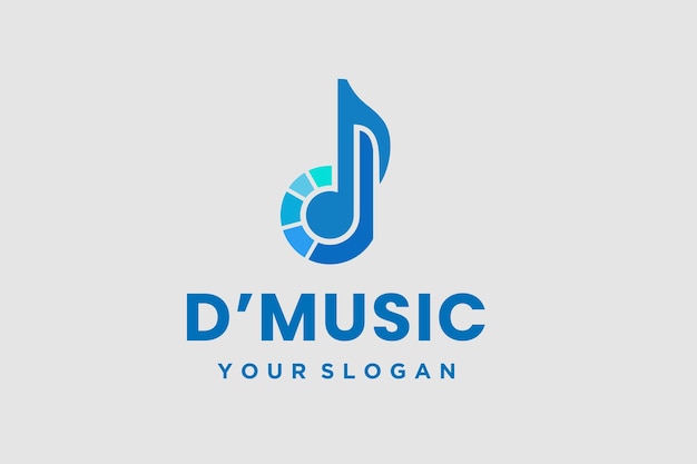 D diseño de logotipo de la música D diseño del logotipo inicial de la música de la nota de la música Tecnología del logotipo