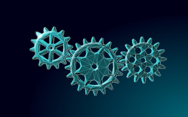 D engranajes progreso del trabajo concepto rueda industria mecanismo ingeniería trabajo en equipo análisis de datos negocio e ...