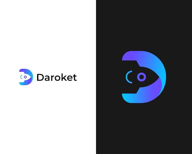 D icona de la aplicación de cohetes plantilla de diseño de logotipo de negocios modernos
