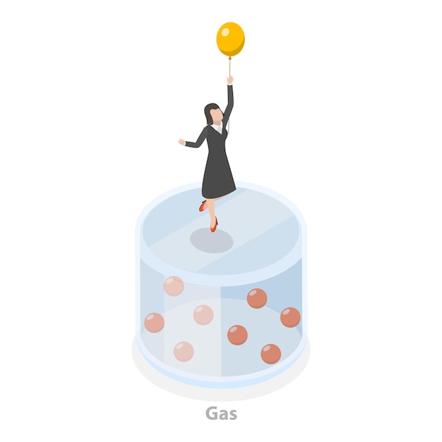 D Ilustración plana isométrica del estado de la materia, líquido sólido y gas