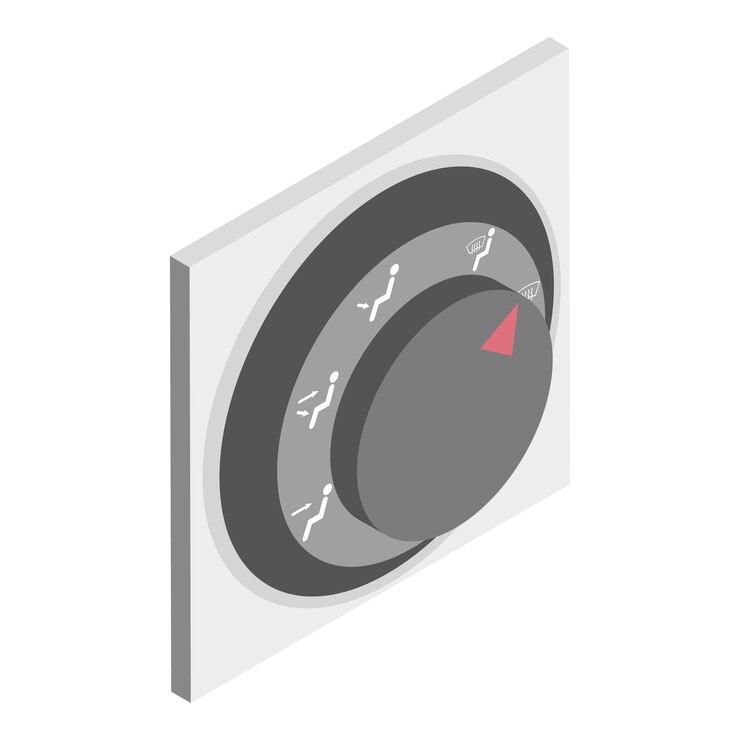 Vector d ilustración de vector plano isométrico del elemento de control del sistema de aire acondicionado de la manija del controlador de clima