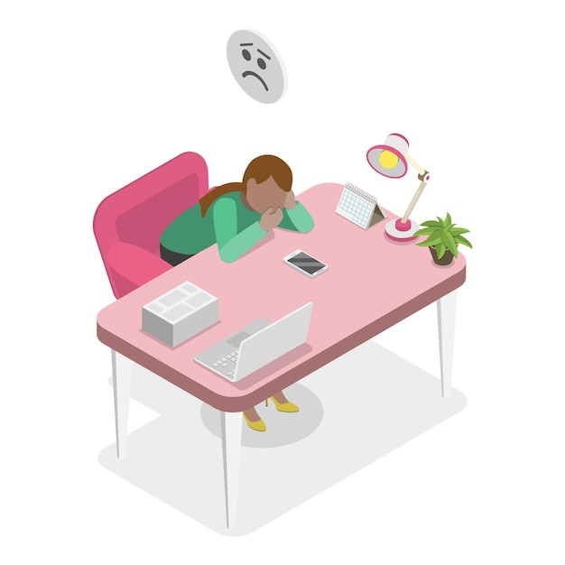 D Ilustración de vector plano isométrico de una reunión aburrida en la que el equipo se queda dormido