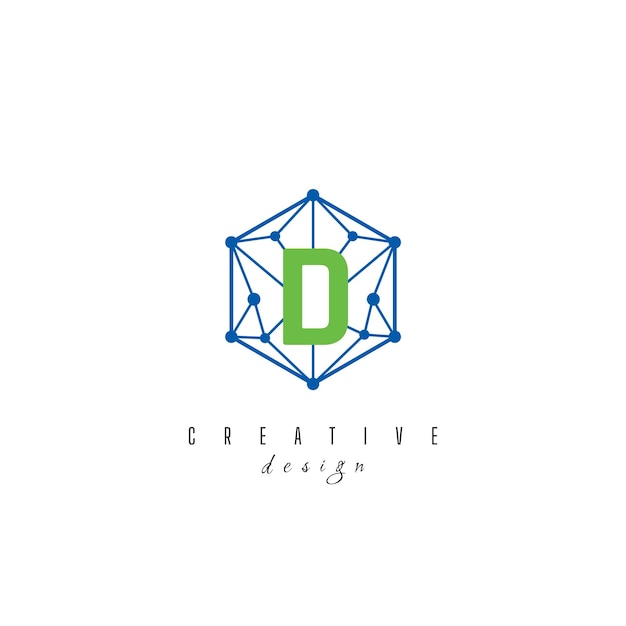 D letra IT simple diseño de logotipo de hexágono hexagonal elegante creativo
