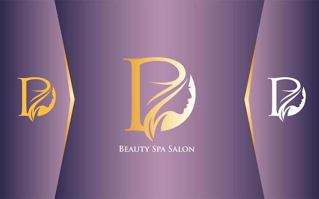 D El logotipo de los balnearios y salones de belleza, letra de color de lujo