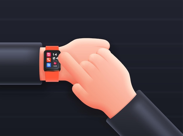 D manos con reloj concepto empresario mirar relojes inteligentes en el brazo modernos aparatos y dispositivos de tiempo