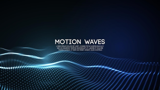 Vector d partículas de onda digital abstracta brillante ilustración vectorial futurista tecnología de elemento hud conc