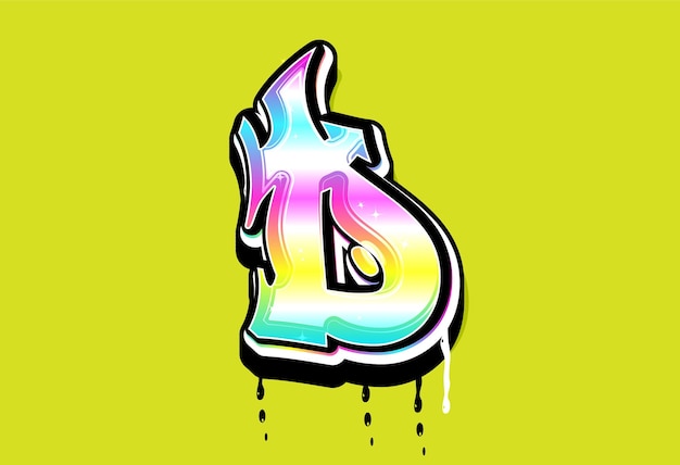 D pastel graffiti alfabeto vector logo