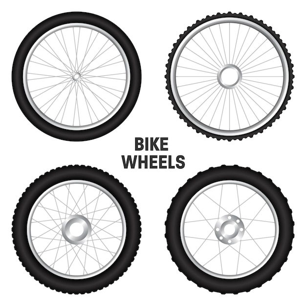 d ruedas de bicicleta realistas neumáticos de goma de bicicleta rayos y llantas de metal brillantes ciclismo de fitness deporte de turismo