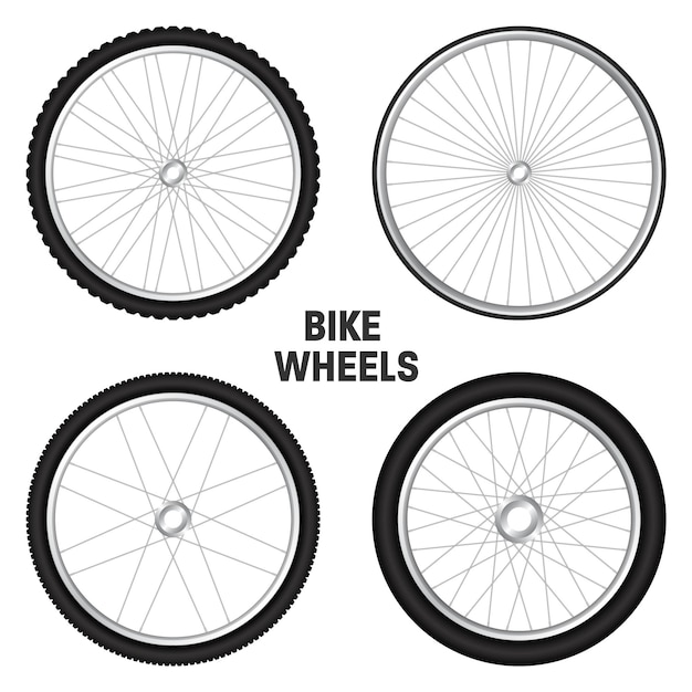 d ruedas de bicicleta realistas neumáticos de goma de bicicleta rayos y llantas de metal brillantes ciclismo de fitness deporte de turismo