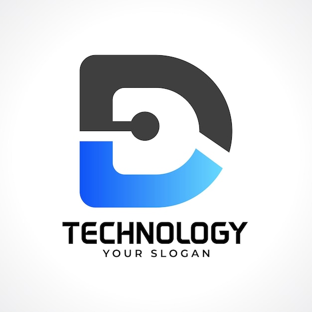 D tech technology logo design
