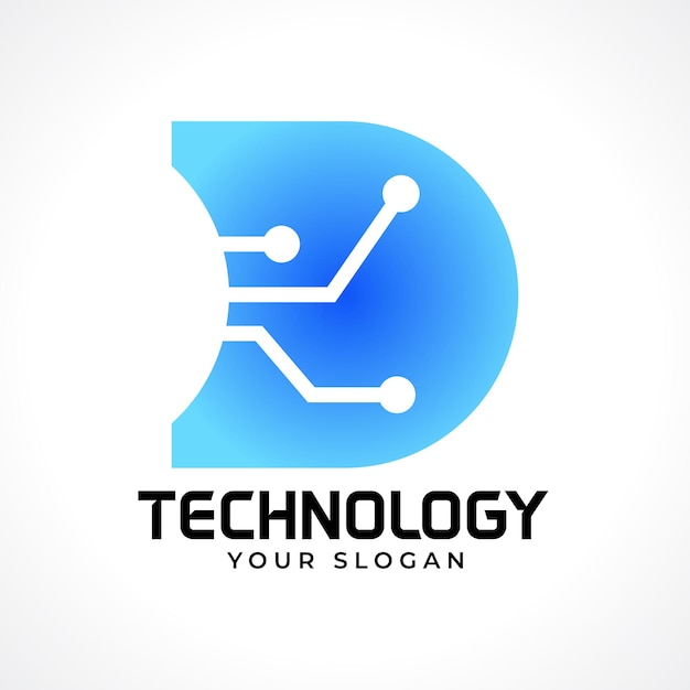 D tech technology logo design