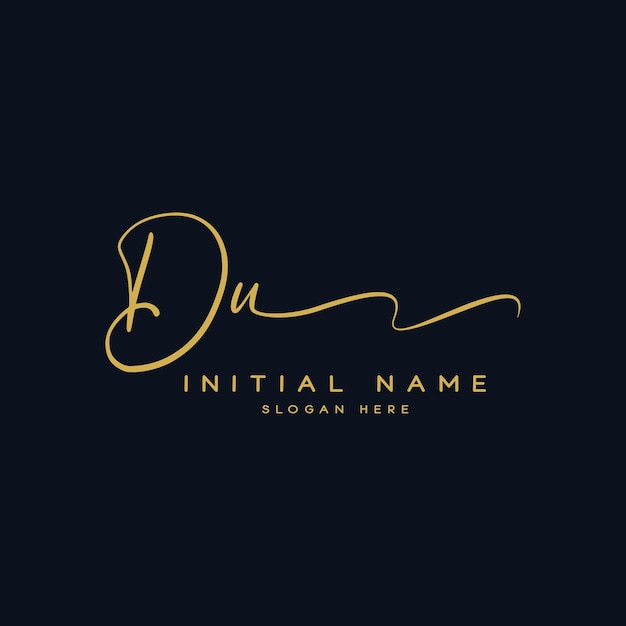 d u letra inicial escrita a mano y logotipo de la firma