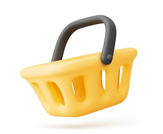 D vector amarillo vacío carrito de compras icono de la canasta de compras vector eps
