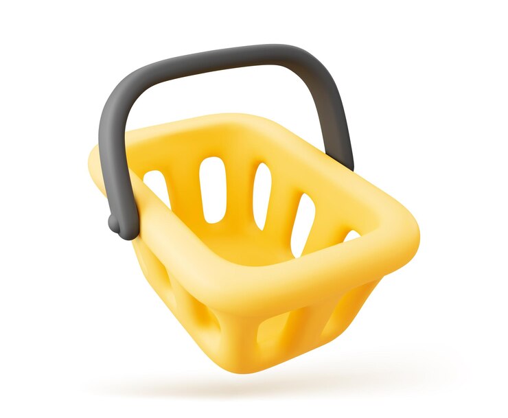 Vector d vector amarillo vacío carrito de compras icono de la canasta de compras vector eps
