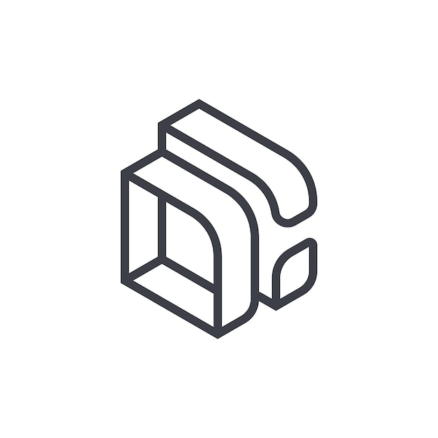 D vector de diseño de logotipo inicial de letra 3d