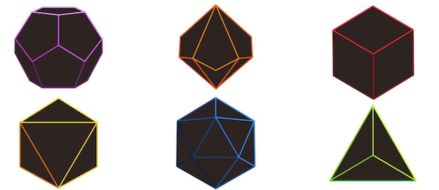 D4 D6 D8 D10 D12 y D20 Iconos de dados para juegos DnD dados Ilustración vectorial EPS10
