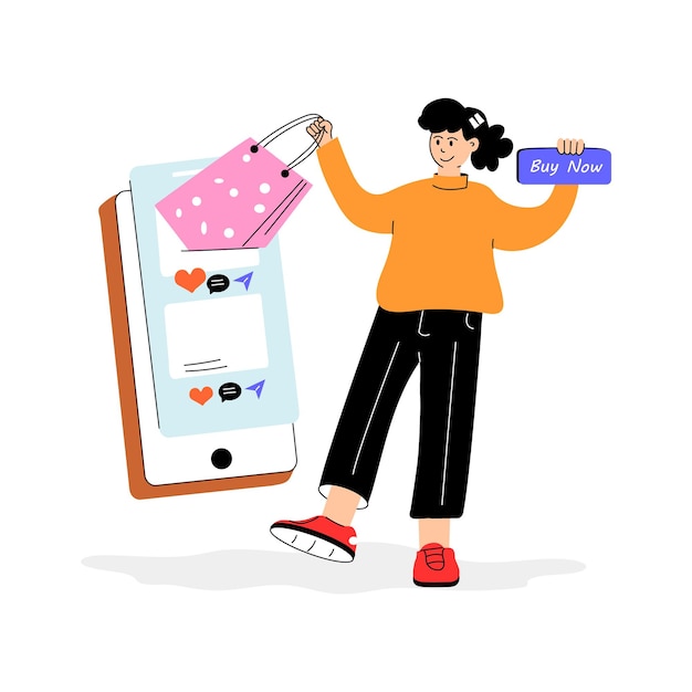 Da un intento a esta increíble ilustración vectorial de comercio electrónico
