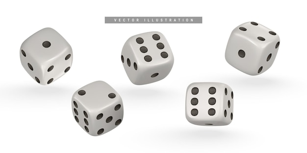 Dados 3D realistas de diferentes lados Concepto del juego de casino Ilustración vectorial