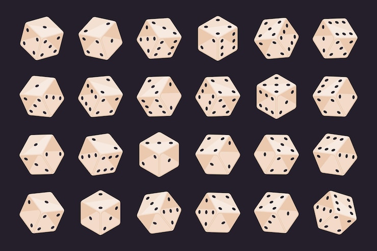 Vector dados de casino isométricos piezas de cubo de juego dados de backgammon juegos de mesa y dados de póquer conjunto de ilustración de vector 3d