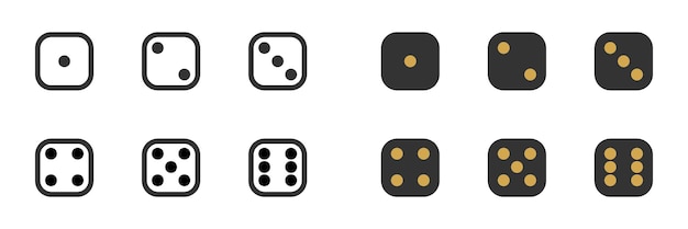 Dados icono blanco negro juego objeto ilustración símbolo cubo vector