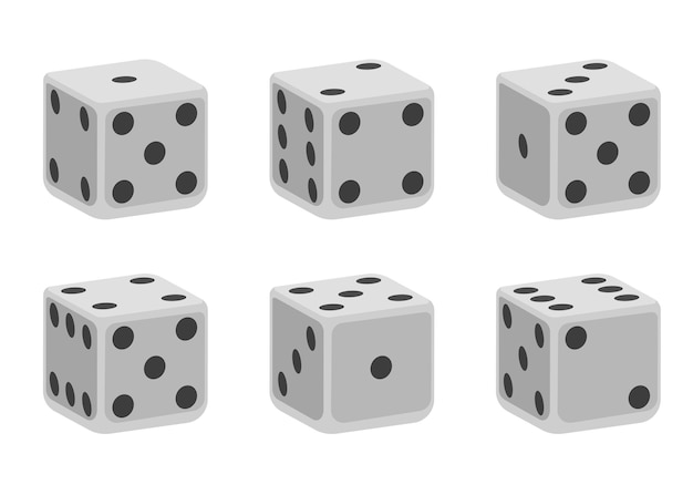 Dados negros con puntos blancos Conjunto vectorial aislado sobre fondo blanco Dados 3D