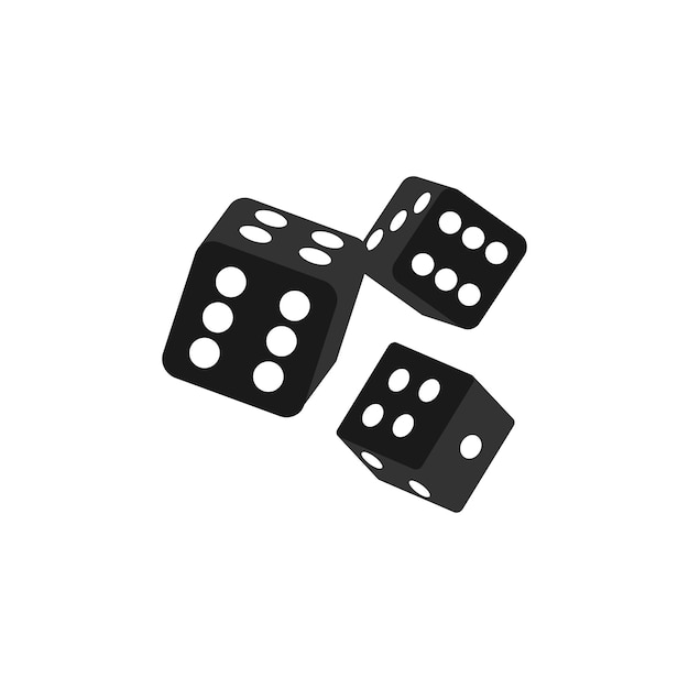 Dados negros realistas aislaron objetos 3d. Juegos de azar, casino, dados, juegos de mesa o de mesa.