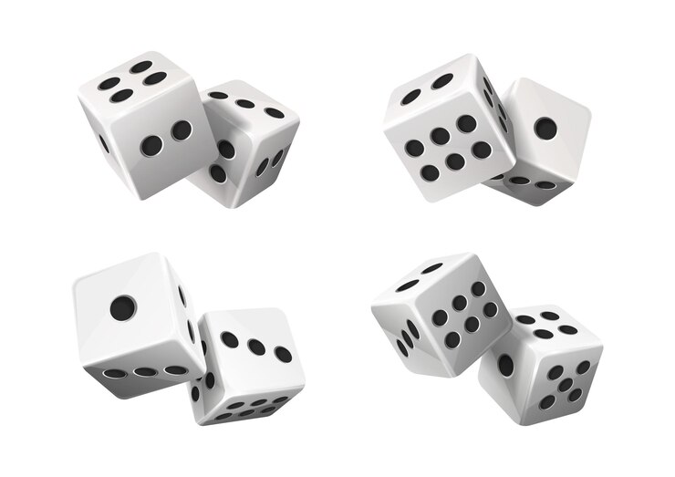 Vector dados de póquer blancos con números aleatorios ilustración realista del icono vectorial aislado en blanco