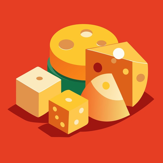 Dados y rebanadas de queso