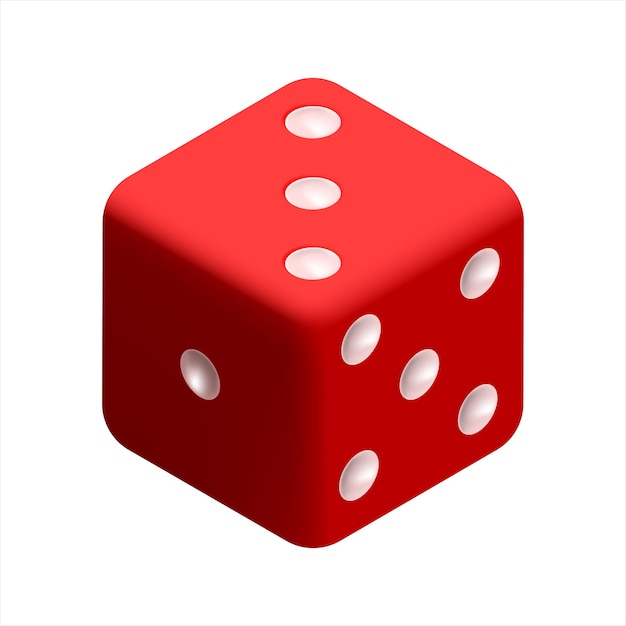 Dados rojos isométricos 3D perfectos para diseños de juegos o juegos de azar
