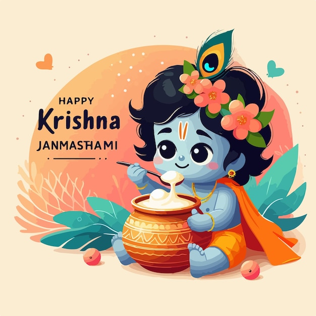 Vector dahi handi festival de feliz krishna janmashtami diseño de ilustraciones vectorial