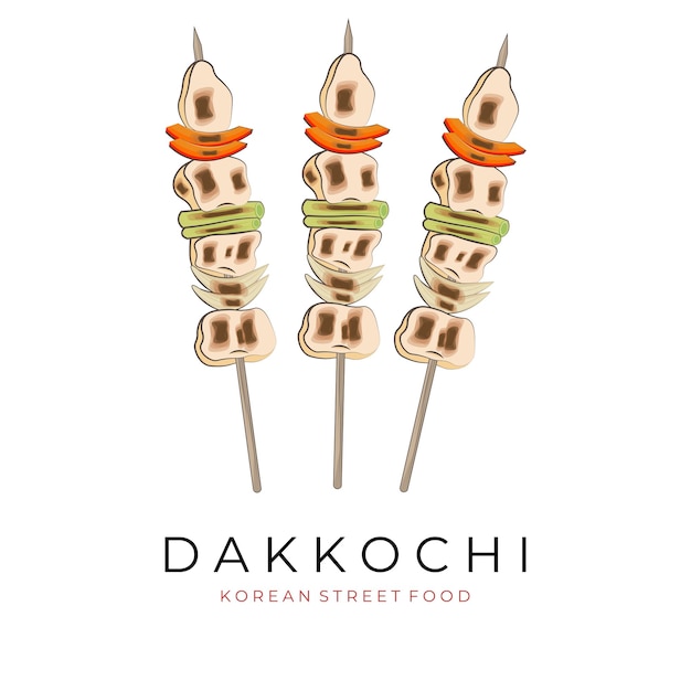 Dakkochi Dakkkochi Logotipo de ilustración vectorial coreano de Satay