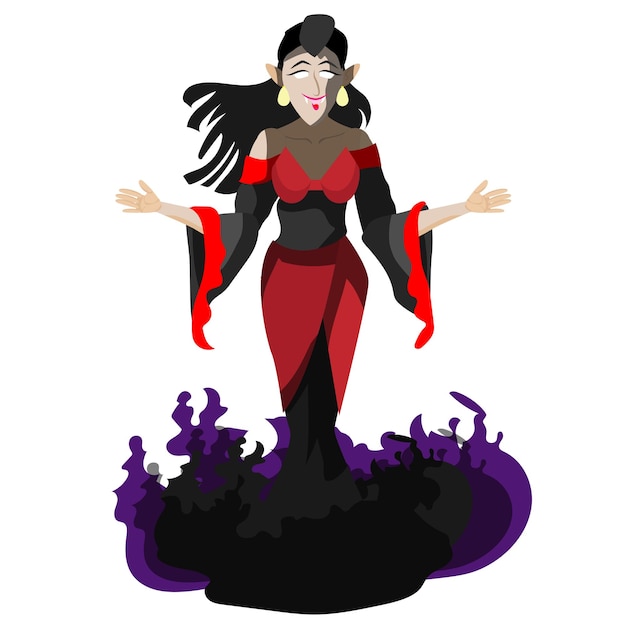 Vector dama vampiro en diseño plano dibujado a mano para halloween