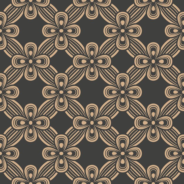 Damasco sin fisuras patrón retro fondo curva cruz cinta flor marco.