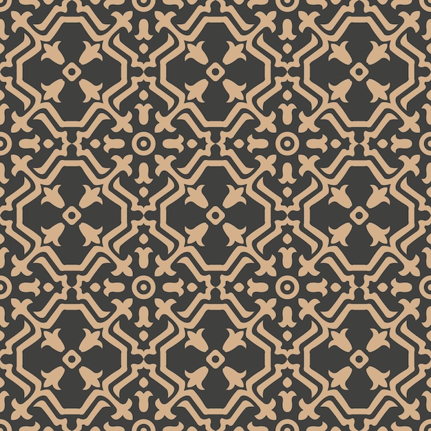 Damasco sin fisuras patrón retro fondo espiral curva cruz polígono flor caleidoscopio.