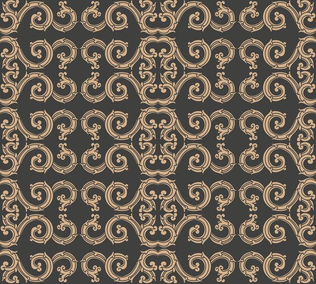 Damasco sin fisuras patrón retro fondo espiral vórtice curva cruzada cresta de cadena de marco oriental.