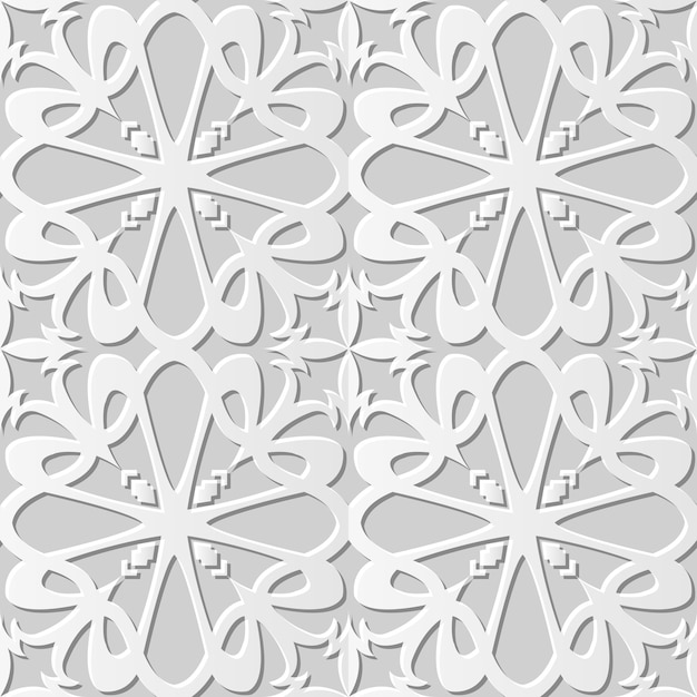 Damasco de patrones sin fisuras Arte de papel 3D Curva Cruz Caleidoscopio