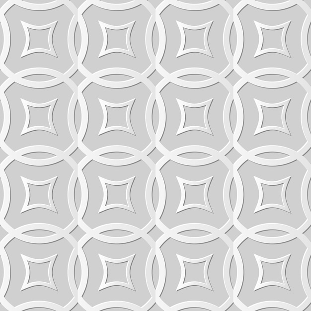 Damasco de patrones sin fisuras arte de papel 3d línea cruzada redonda