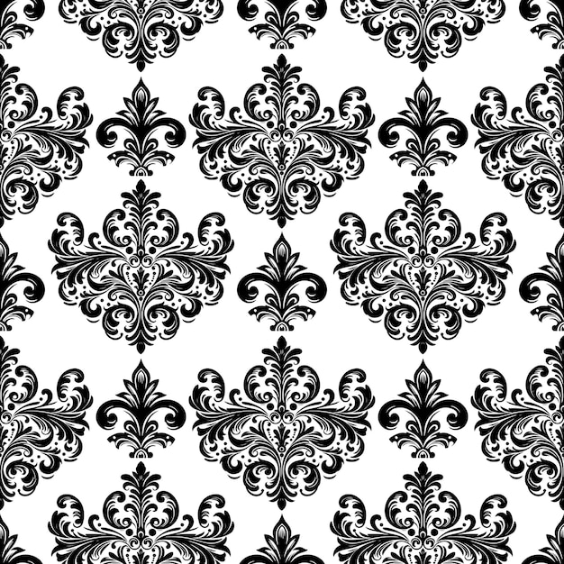 Vector damasco tejido textil patrón sin costuras decorativo de lujo divisor floral ornamental línea negra