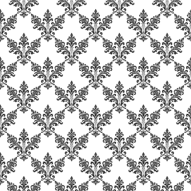 Damasco Tejido textil patrón sin costuras Decorativo de lujo Divisor floral ornamental Línea negra