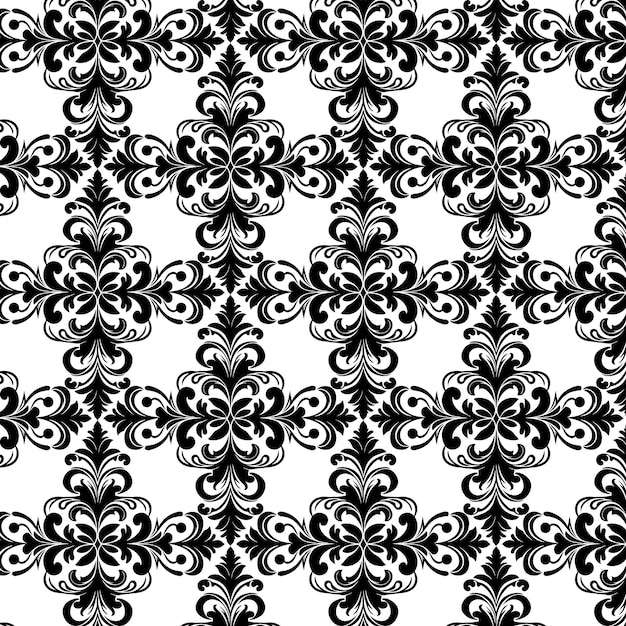 Damasco Tejido textil patrón sin costuras Decorativo de lujo Divisor floral ornamental Línea negra
