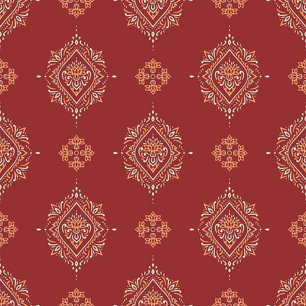 Damasco vector patrón rojo transparente
